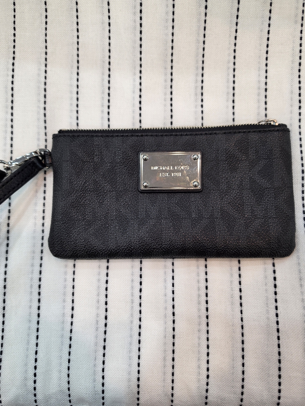 Black Zip Wallet / Wristlet - Sleek Silver Hardware
